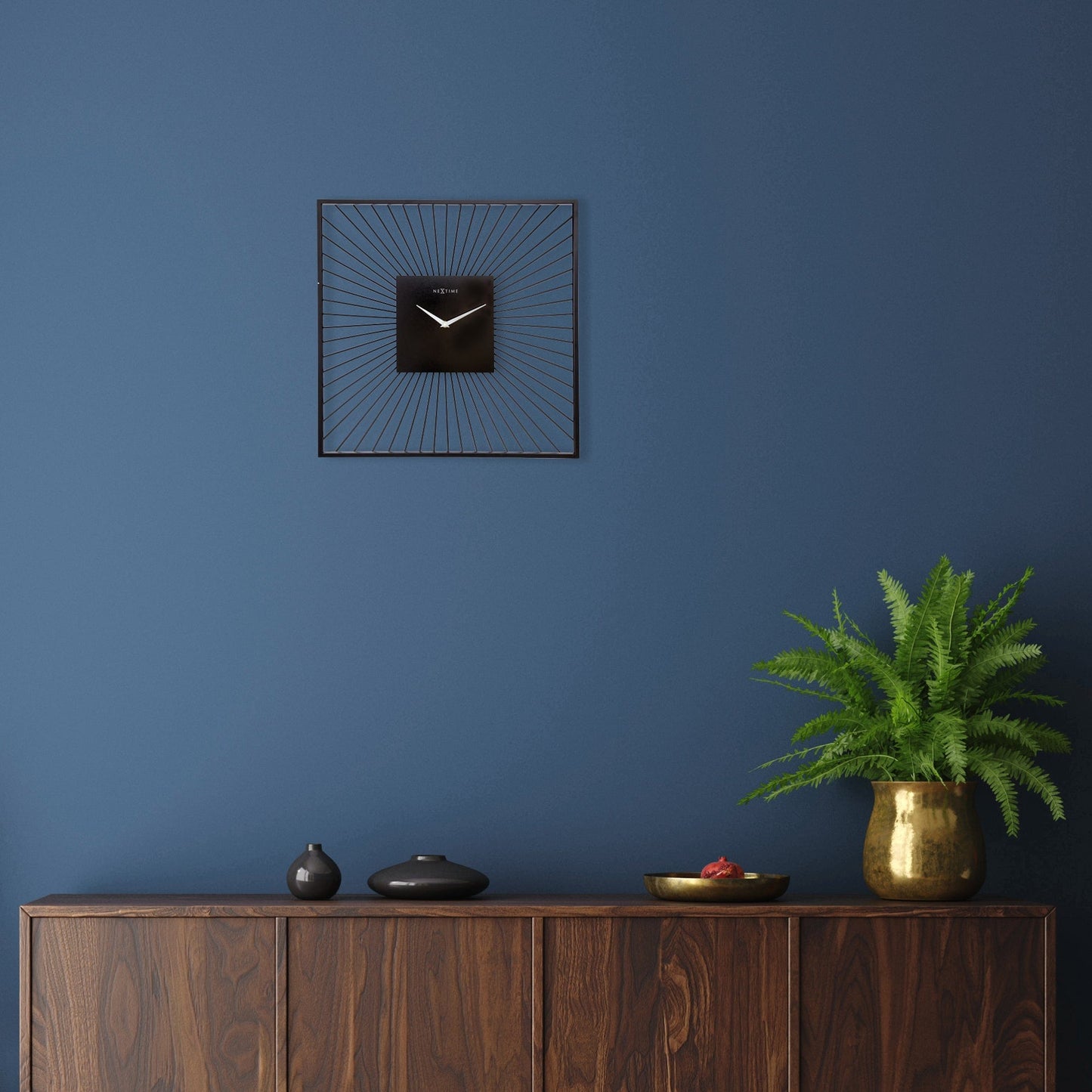 Wandklok 45x45x15cm - Stil - Zwart - Metaal - "Vasco Square"