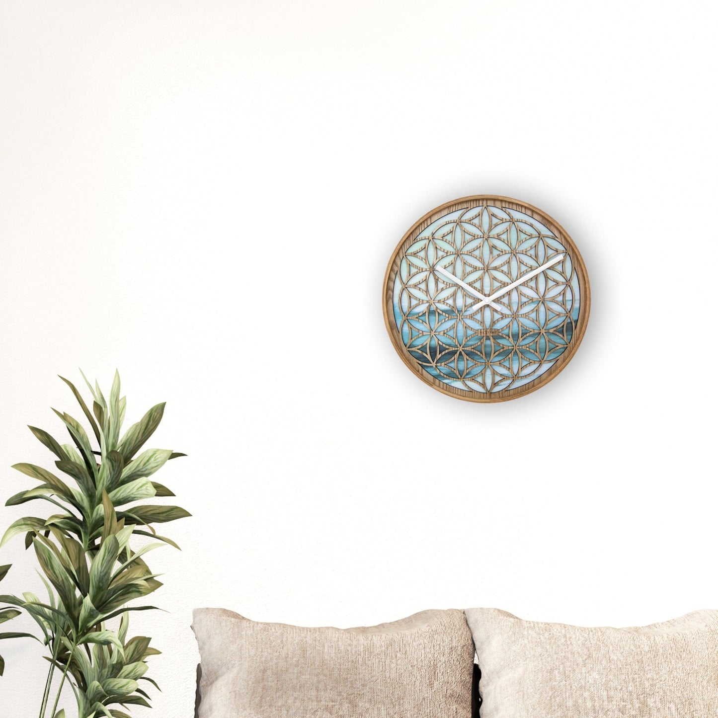 Wandklok 40 cm - Stil - Groen - Hout - "Concord"