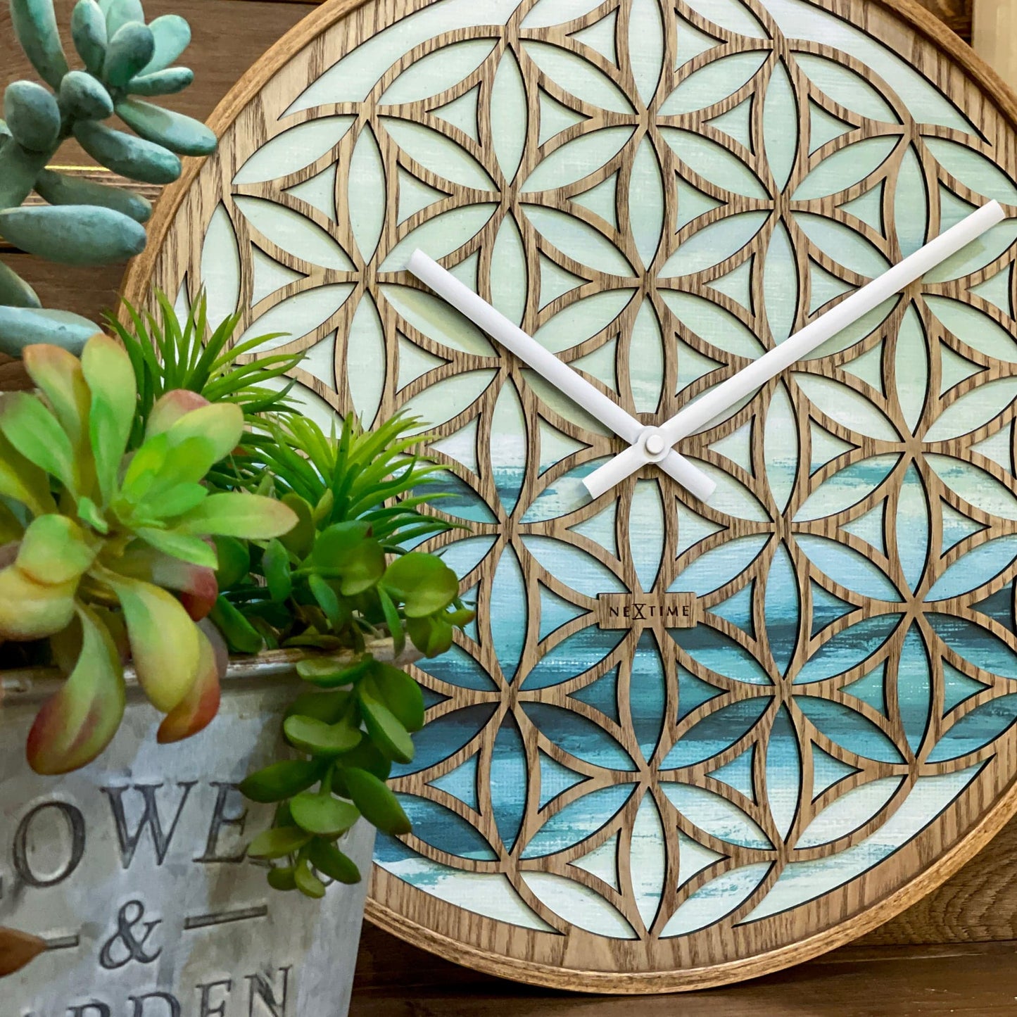 Wandklok 40 cm - Stil - Groen - Hout - "Concord"
