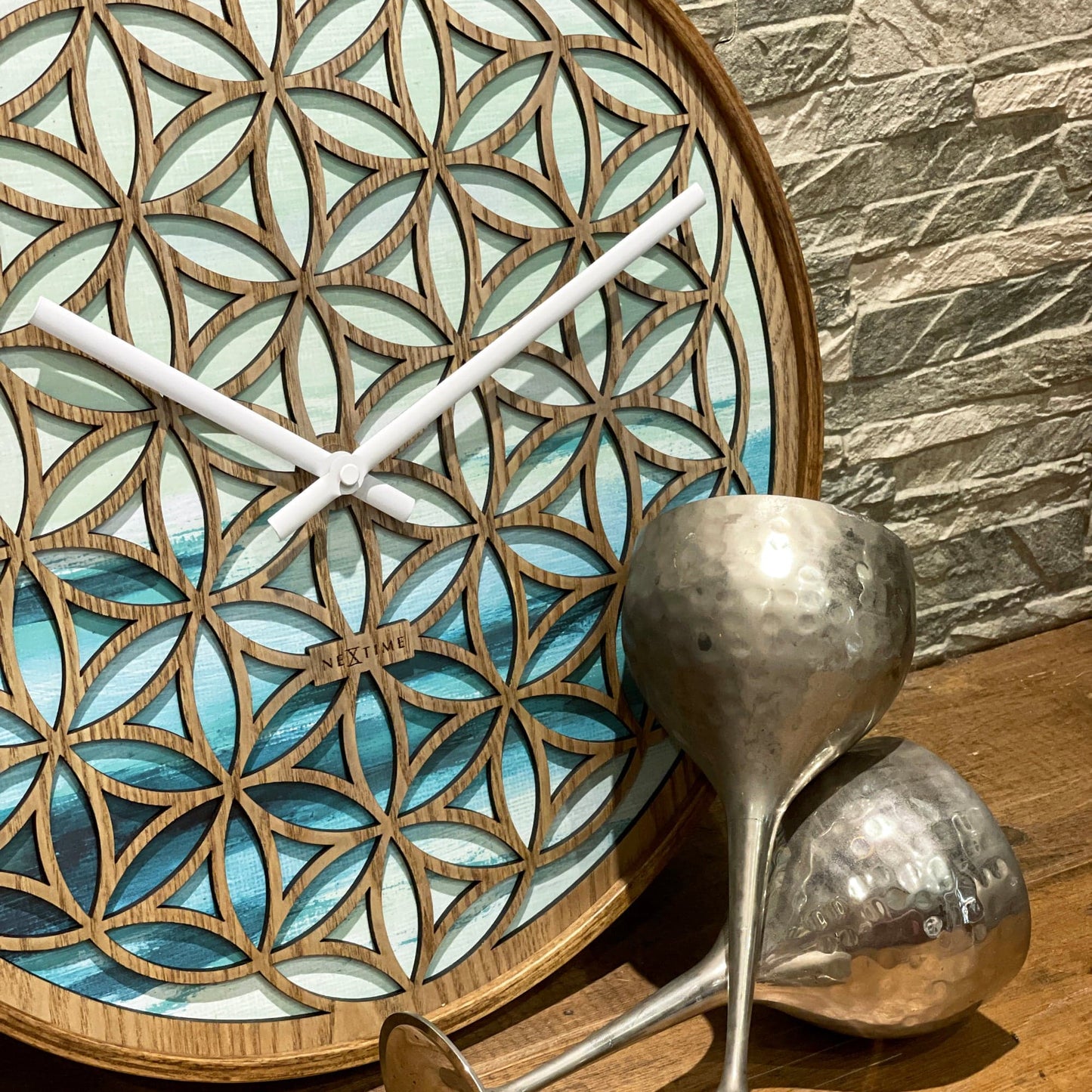 Wandklok 40 cm - Stil - Groen - Hout - "Concord"