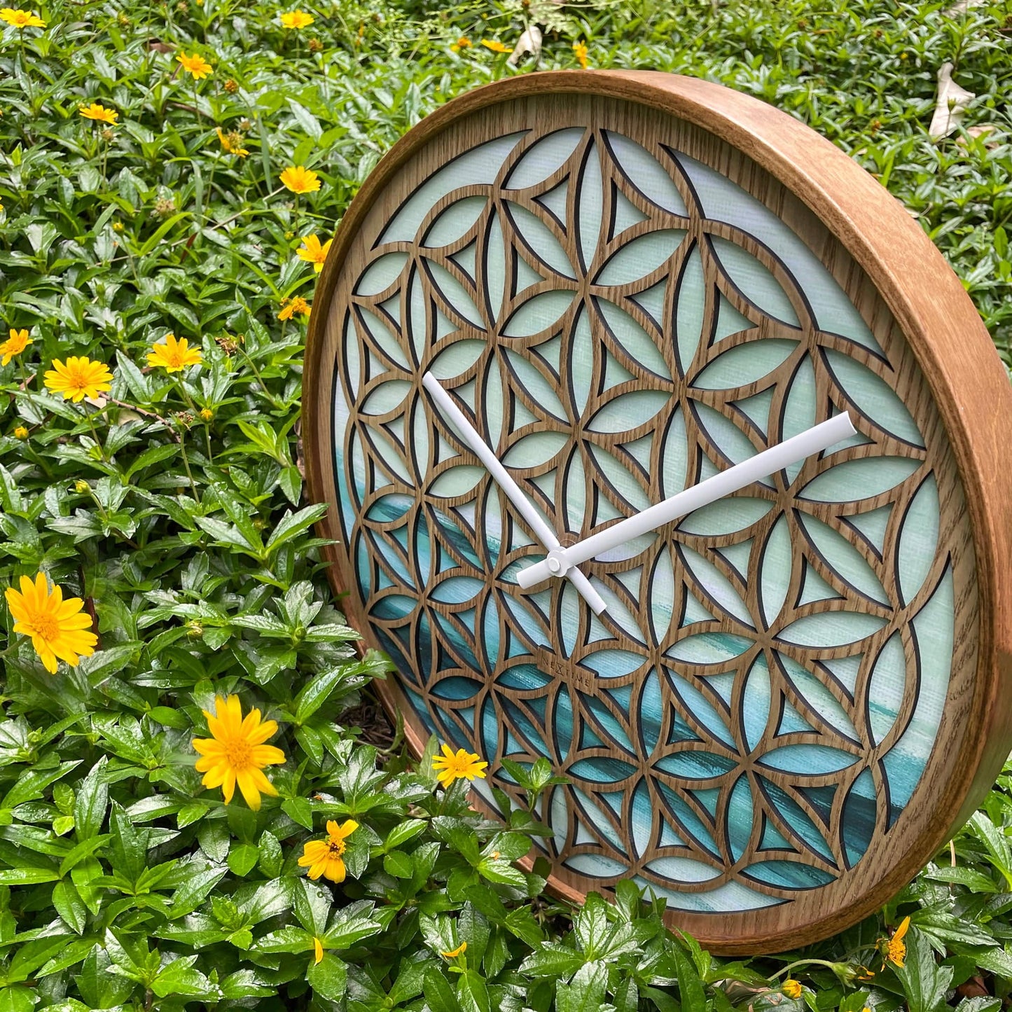 Wandklok 40 cm - Stil - Groen - Hout - "Concord"