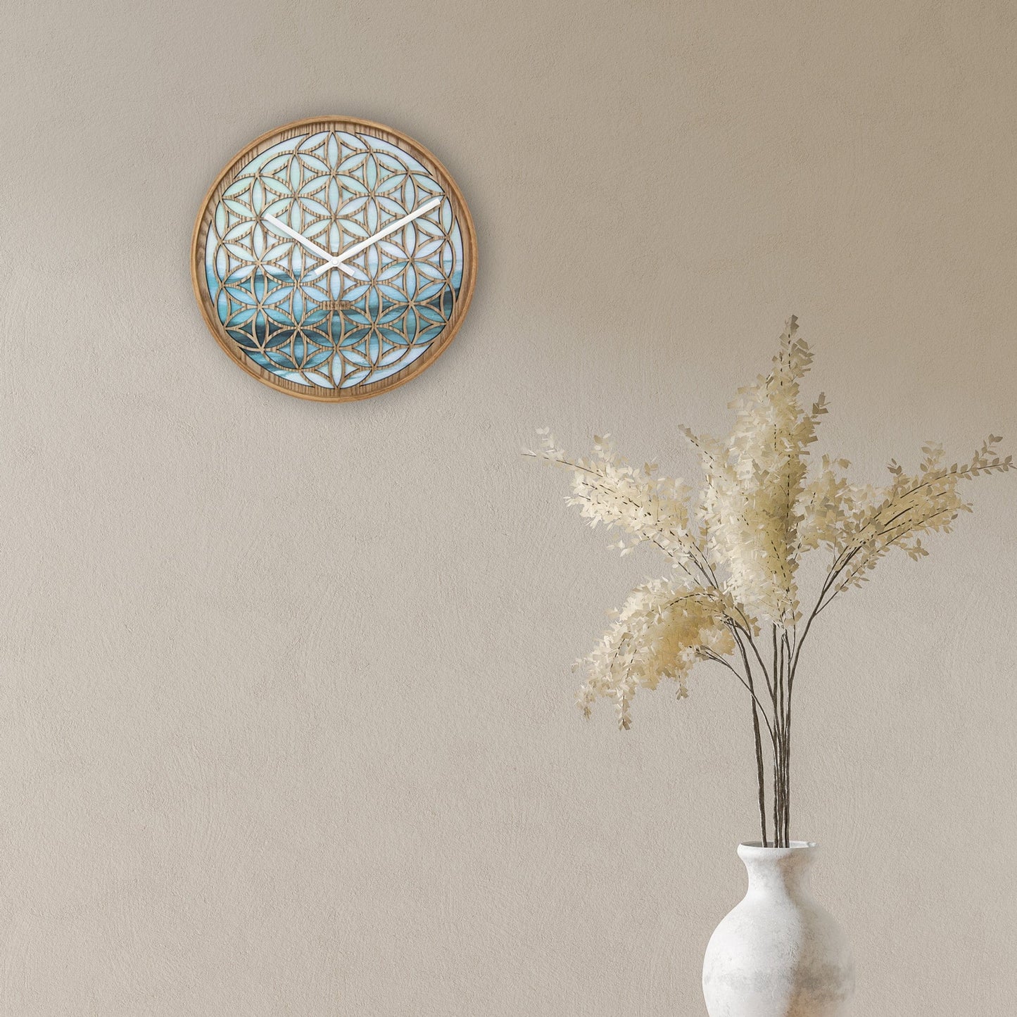 Wandklok 40 cm - Stil - Groen - Hout - "Concord"