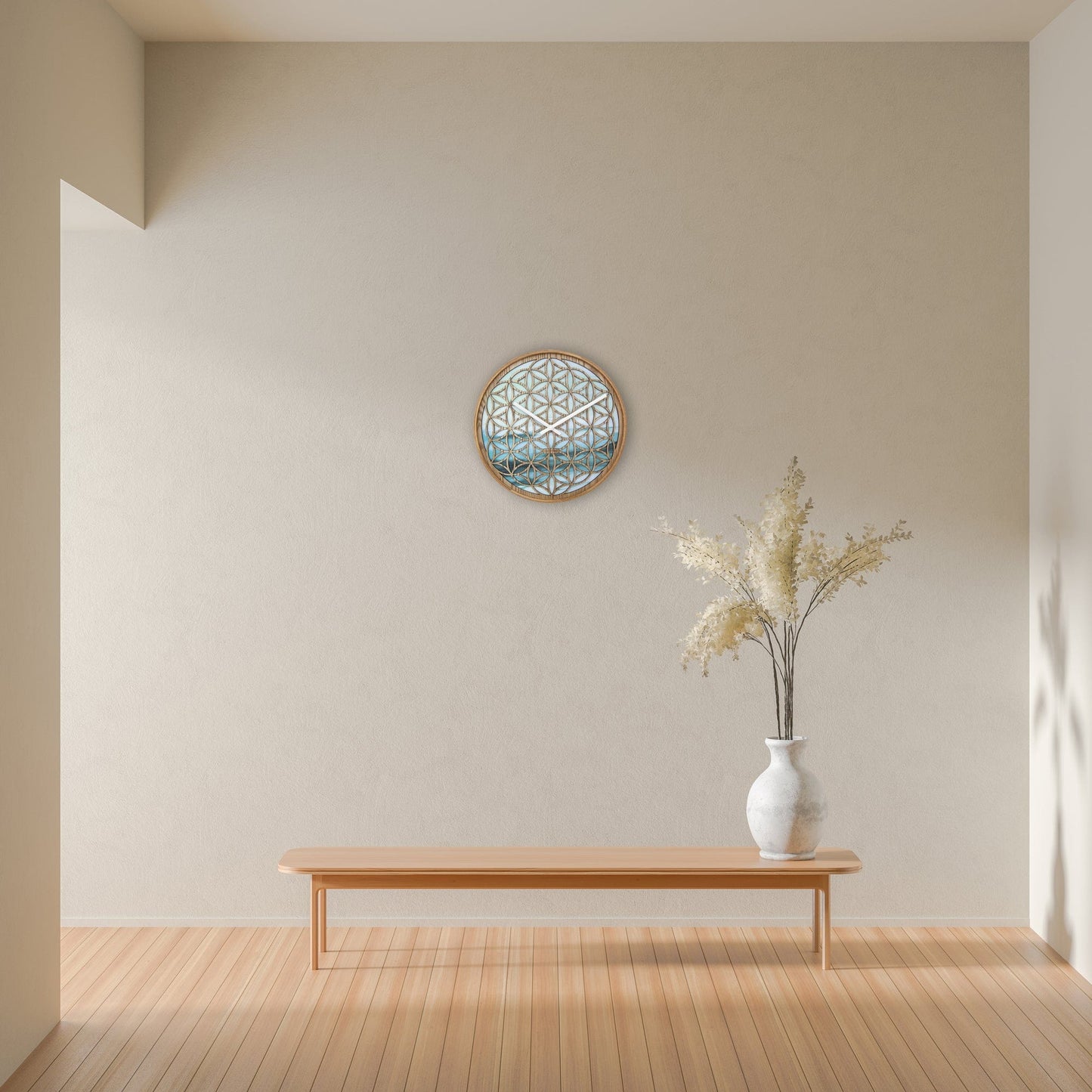 Wandklok 40 cm - Stil - Groen - Hout - "Concord"