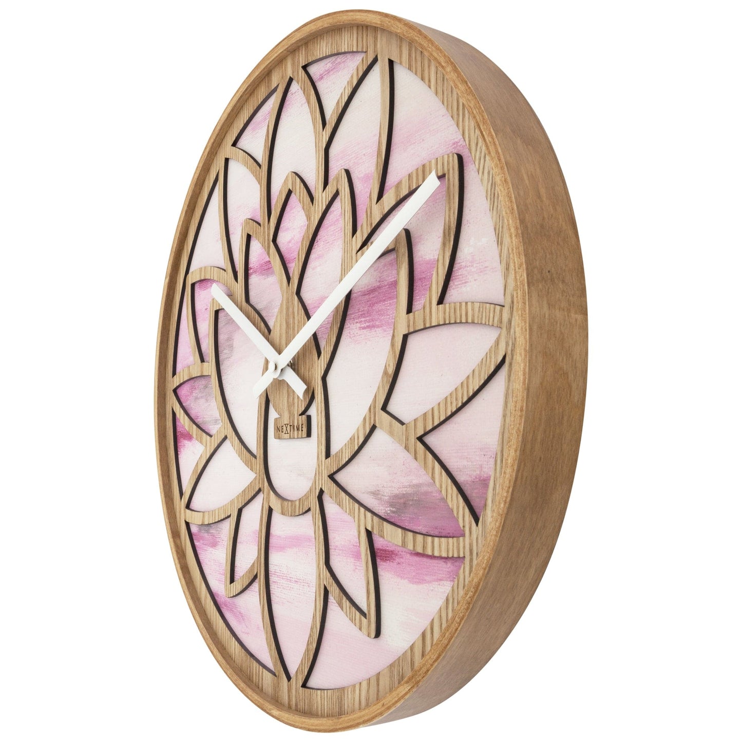 Wandklok 40 cm - Stil - Roze - Hout - "Lotus"