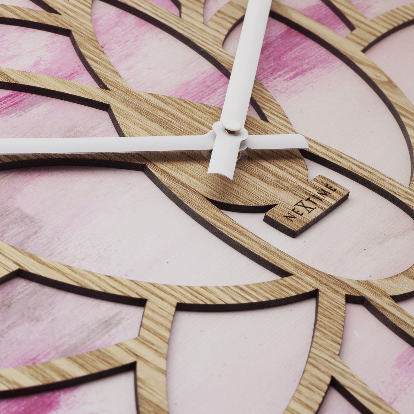Wandklok 40 cm - Stil - Roze - Hout - "Lotus"