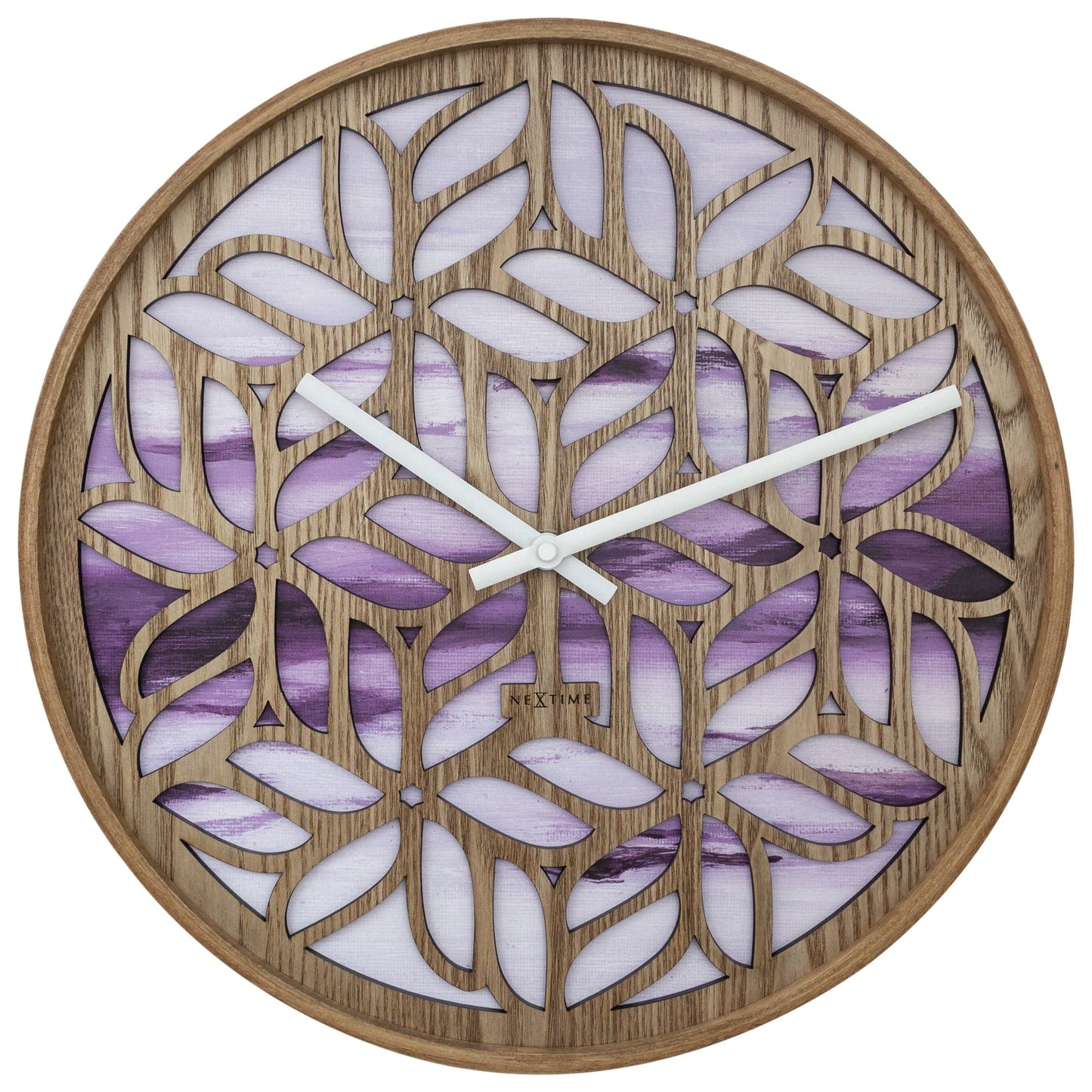 Wandklok 40 cm - geruisloos - paars - houten - "Yogi"