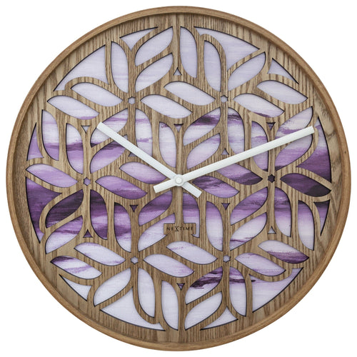 Wandklok 40 cm - geruisloos - paars - houten - "Yogi"