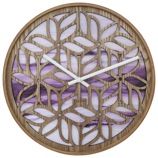 Wandklok 40 cm - geruisloos - paars - houten - "Yogi"