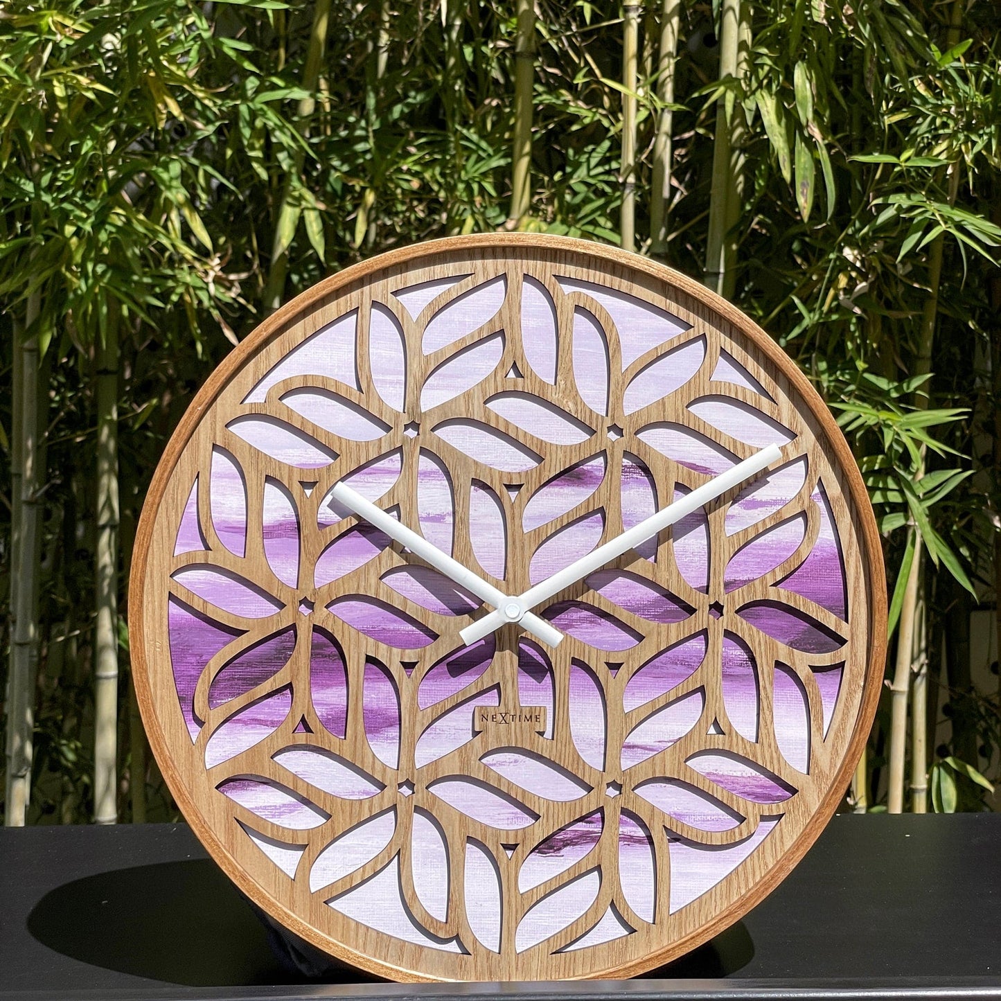 Wandklok 40 cm - geruisloos - paars - houten - "Yogi"