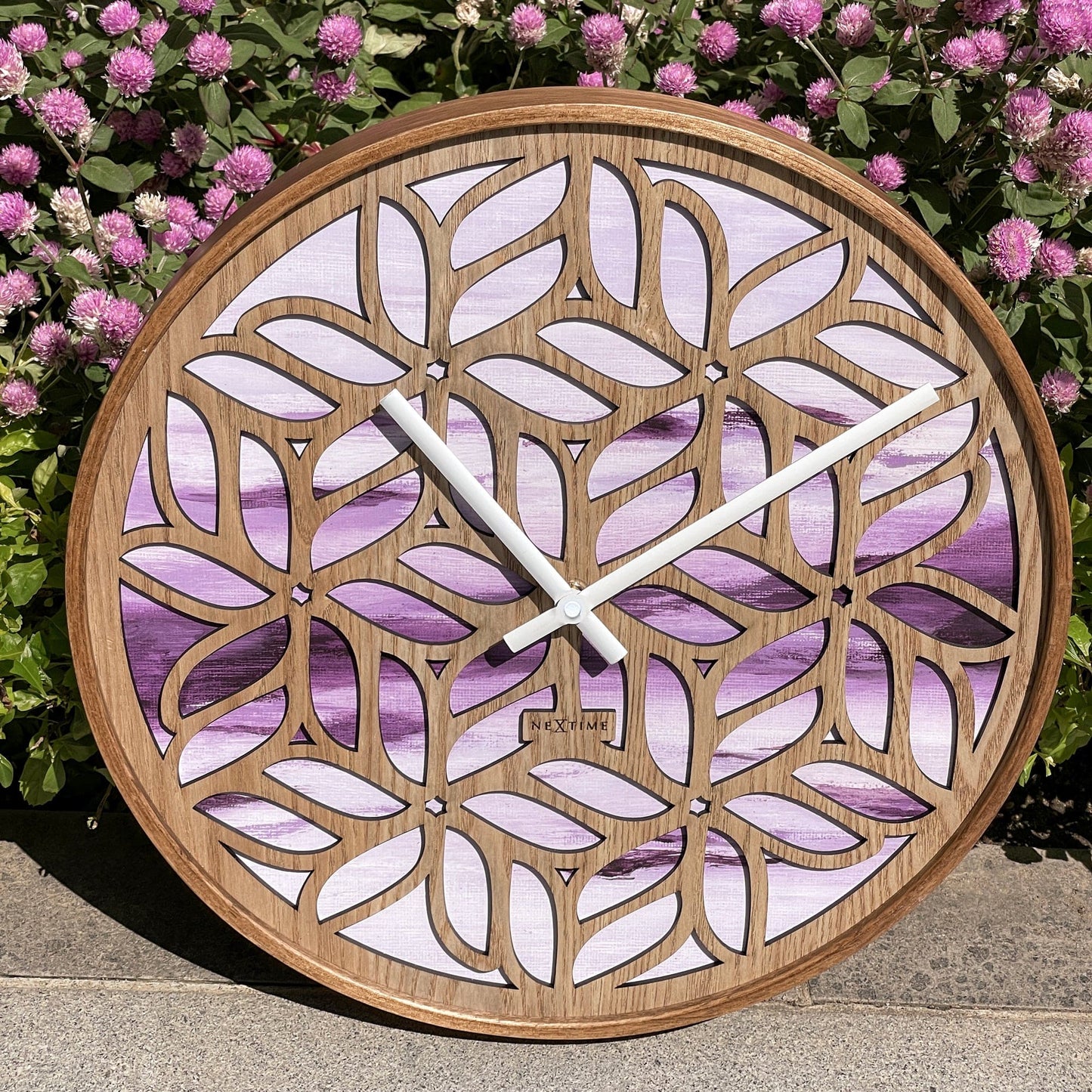 Wandklok 40 cm - geruisloos - paars - houten - "Yogi"