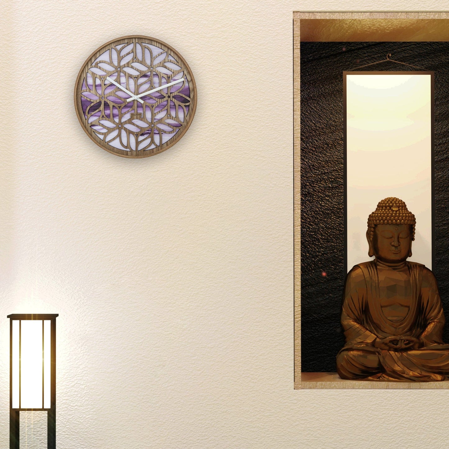 Wandklok 40 cm - geruisloos - paars - houten - "Yogi"
