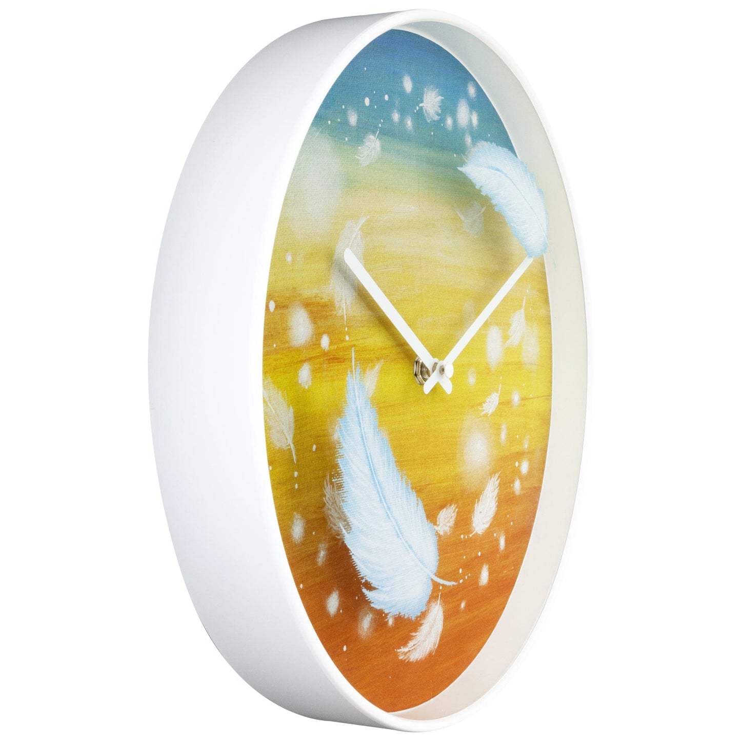 Wandklok 30 cm - Geruisloos - Meerkleurig - Plastic - "Veren"