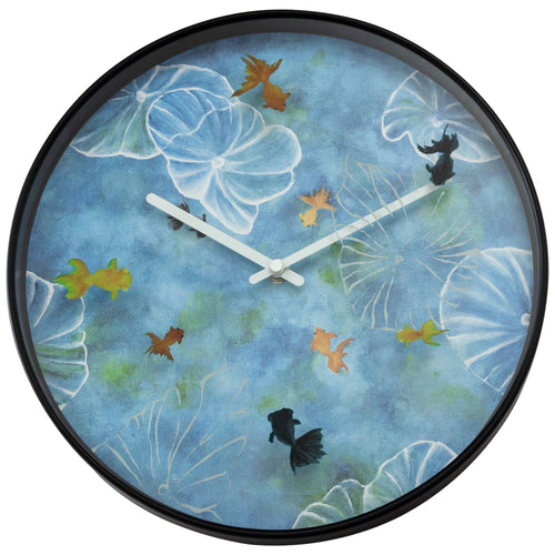 Wandklok 30 cm - Geruisloos - Blauw - Kunststof - "Pond"