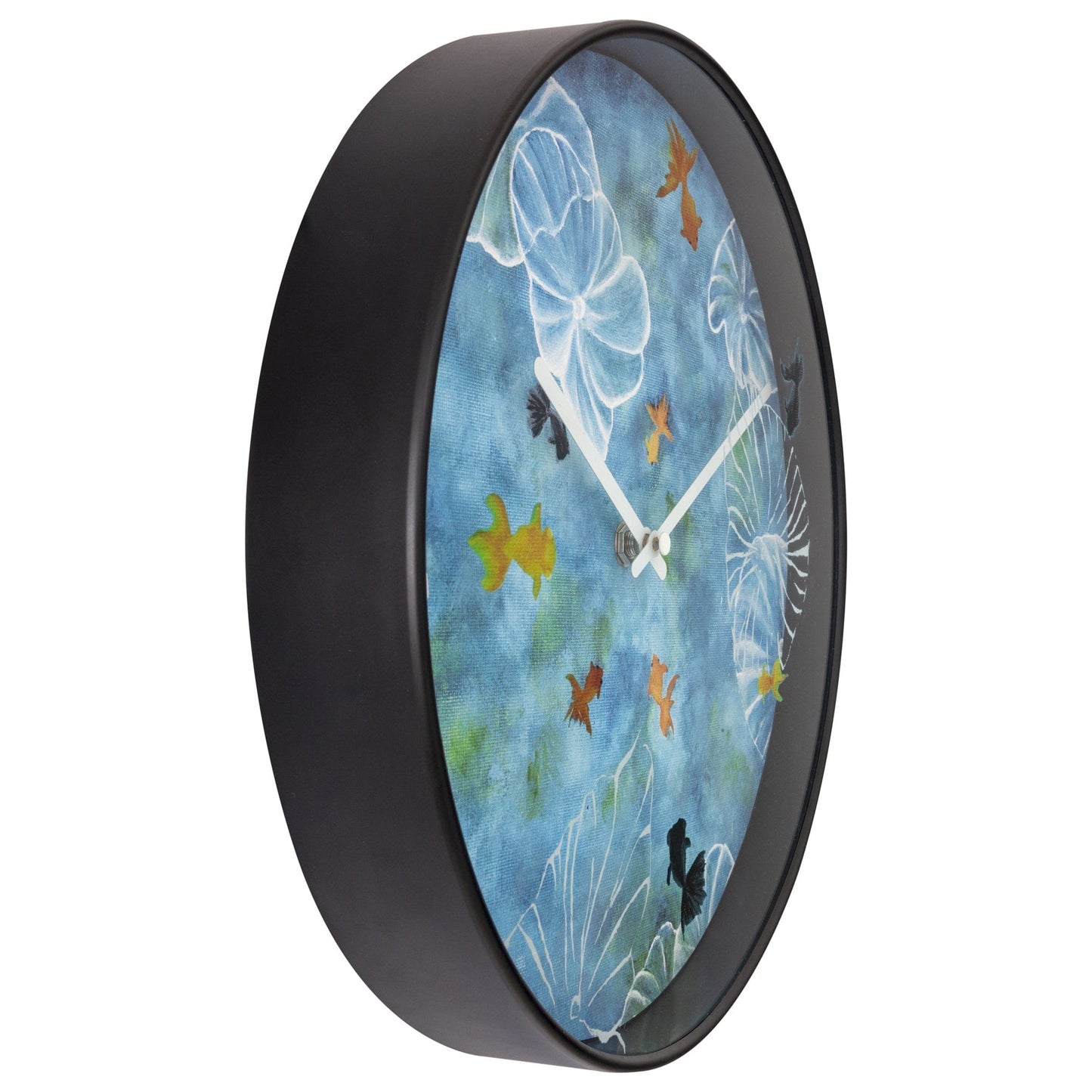 Wandklok 30 cm - Geruisloos - Blauw - Kunststof - "Pond"