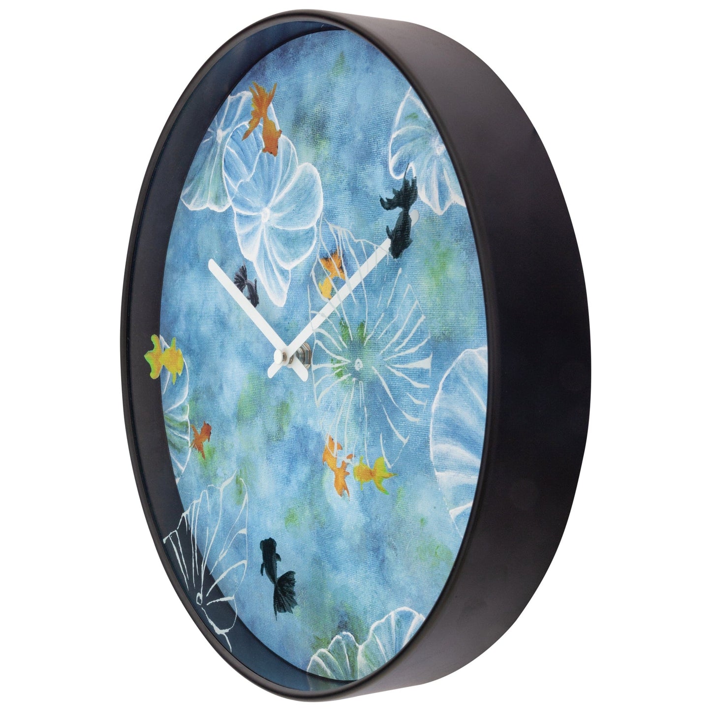 Wandklok 30 cm - Geruisloos - Blauw - Kunststof - "Pond"