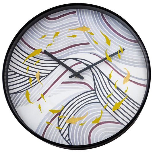 Wandklok 30 cm - Stil - Grijs - Plastic - "Koi"