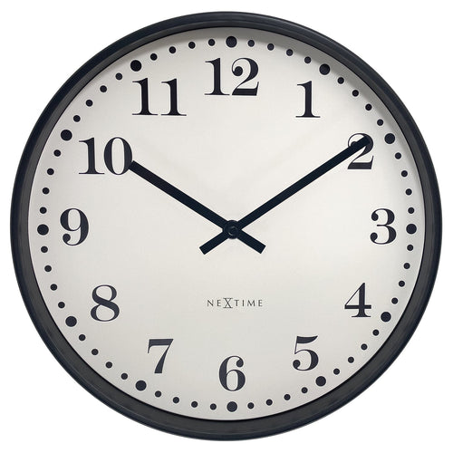 Wandklok 30 cm - Stil - Zwart/Wit - Plastic - NeXtime 'Dickens'