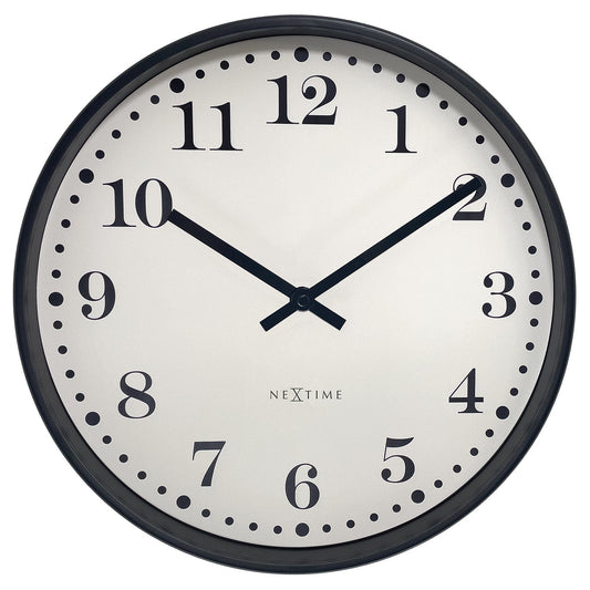 Wandklok 30 cm - Stil - Zwart/Wit - Plastic - NeXtime 'Dickens'