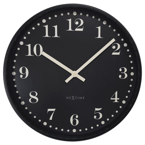 Wandklok 30 cm - Stil - Zwart/Wit - Plastic - NeXtime 'Dickens'