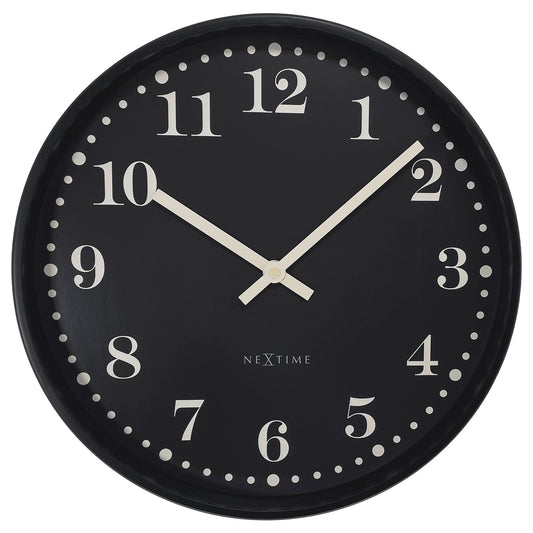 Wandklok 30 cm - Stil - Zwart/Wit - Plastic - NeXtime 'Dickens'