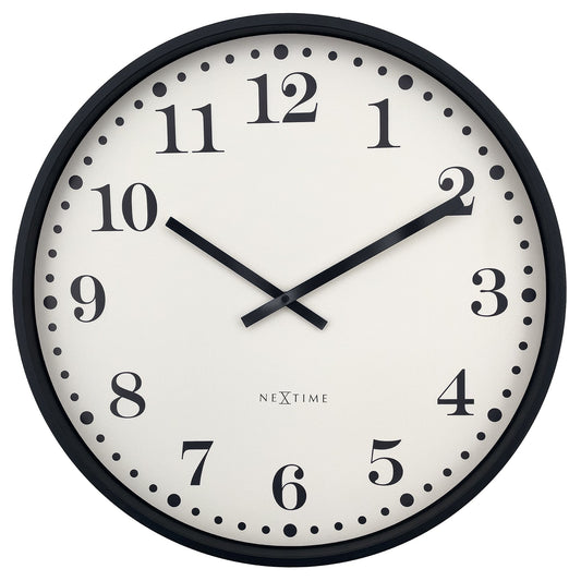 Wandklok 50 cm - Stil - Zwart/Wit - Plastic - NeXtime 'Dickens Large'