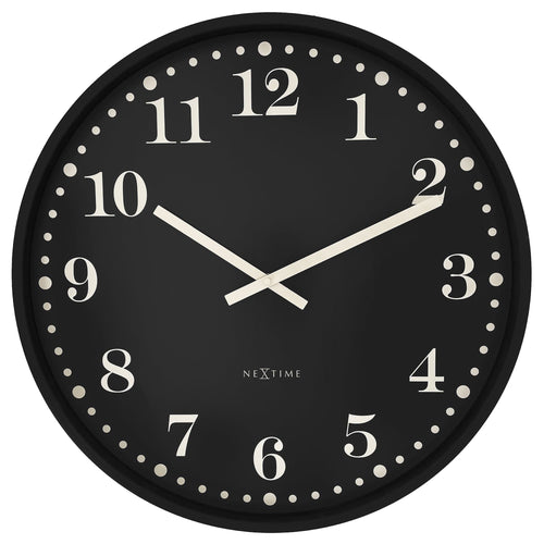 Wandklok 50 cm - Stil - Zwart/Wit - Plastic - NeXtime 'Dickens Large'