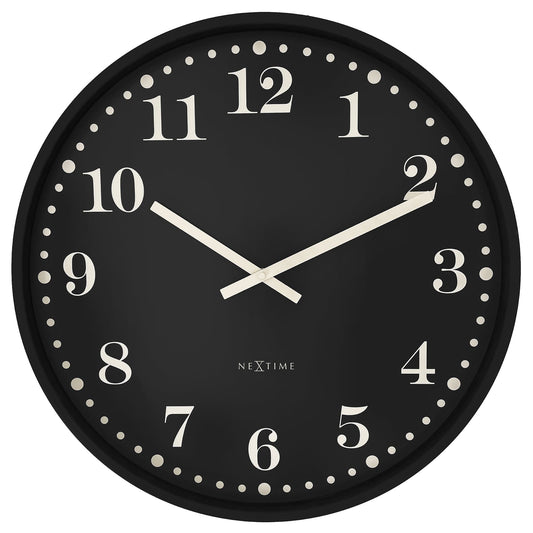 Wandklok 50 cm - Stil - Zwart/Wit - Plastic - NeXtime 'Dickens Large'