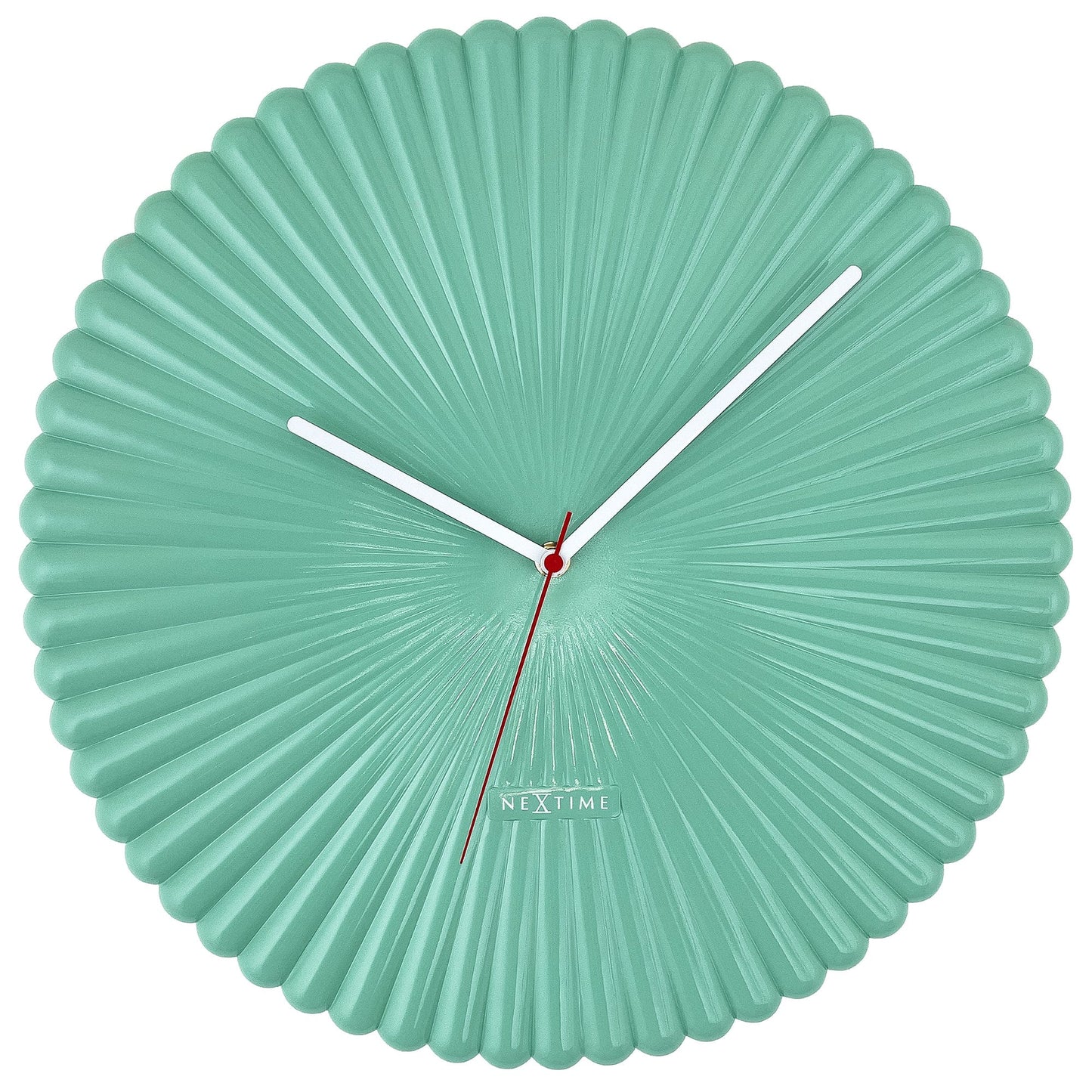 Wandklok 40 cm - Stil - Wit/groen - Polyresin - NeXtime 'Mousse'