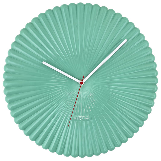 Wandklok 40 cm - Stil - Wit/groen - Polyresin - NeXtime 'Mousse'