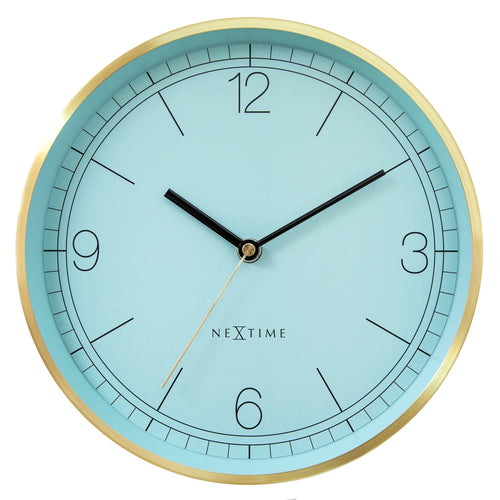 Wandklok 25 cm - Stil - Groen/Turquoise/Wit/Zwart - Metaal - NeXtime 'Bolero'