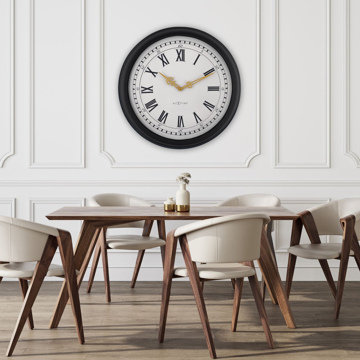 Wandklok 76 cm - Zwart/Grijs - Kunststof - NeXtime 'Chopin Large'