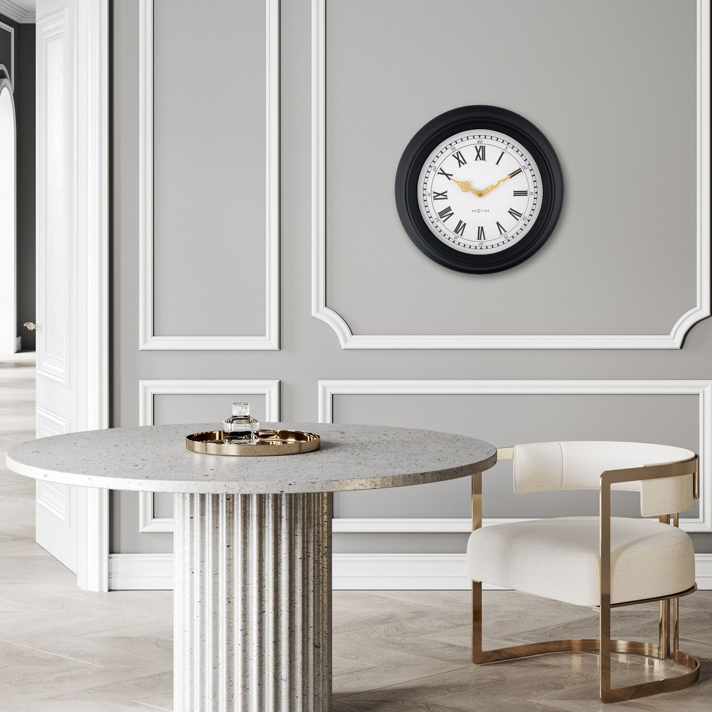 Wandklok 40cm-Stil-Zwart/Grijs-Plastic-NeXtime 'Chopin'