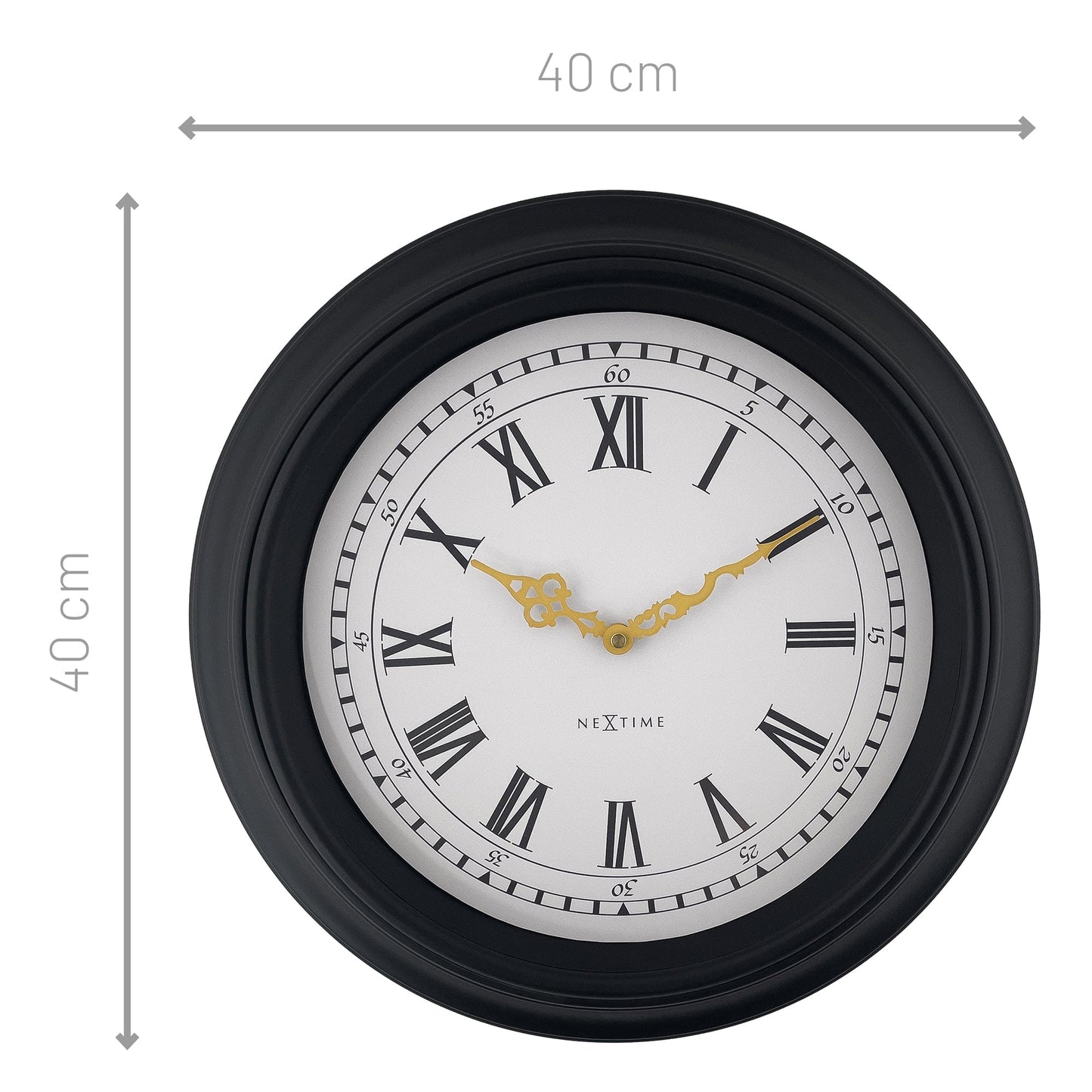 Wandklok 40cm-Stil-Zwart/Grijs-Plastic-NeXtime 'Chopin'