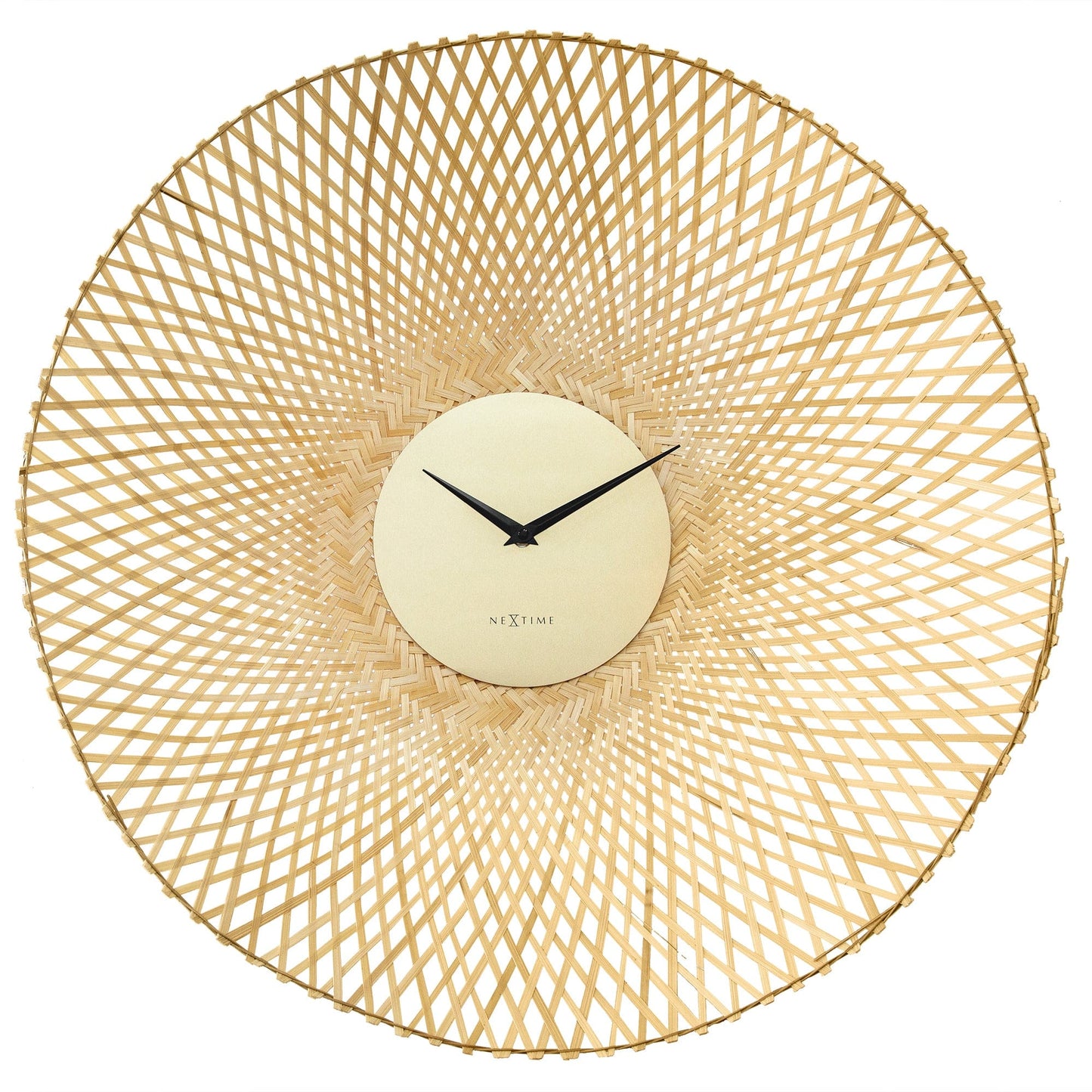 Wandklok 60 cm - Geruisloos - Bruin/Zwart - Bamboe - NeXtime 'Vortex'