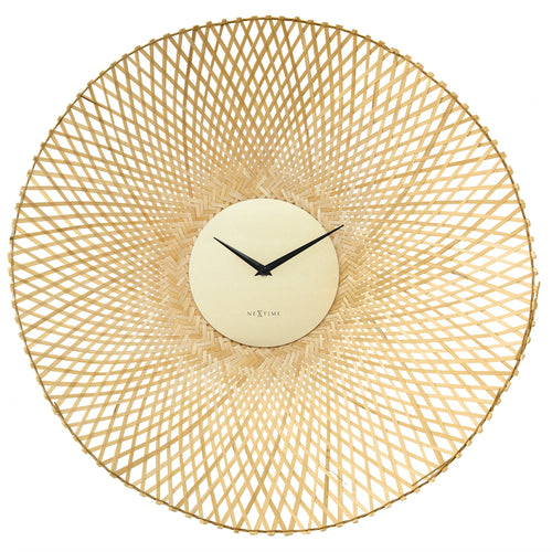 Wandklok 60 cm - Geruisloos - Bruin/Zwart - Bamboe - NeXtime 'Vortex'