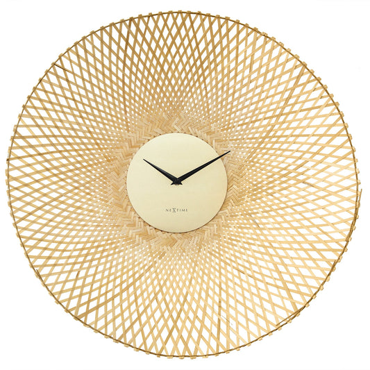Wandklok 60 cm - Geruisloos - Bruin/Zwart - Bamboe - NeXtime 'Vortex'