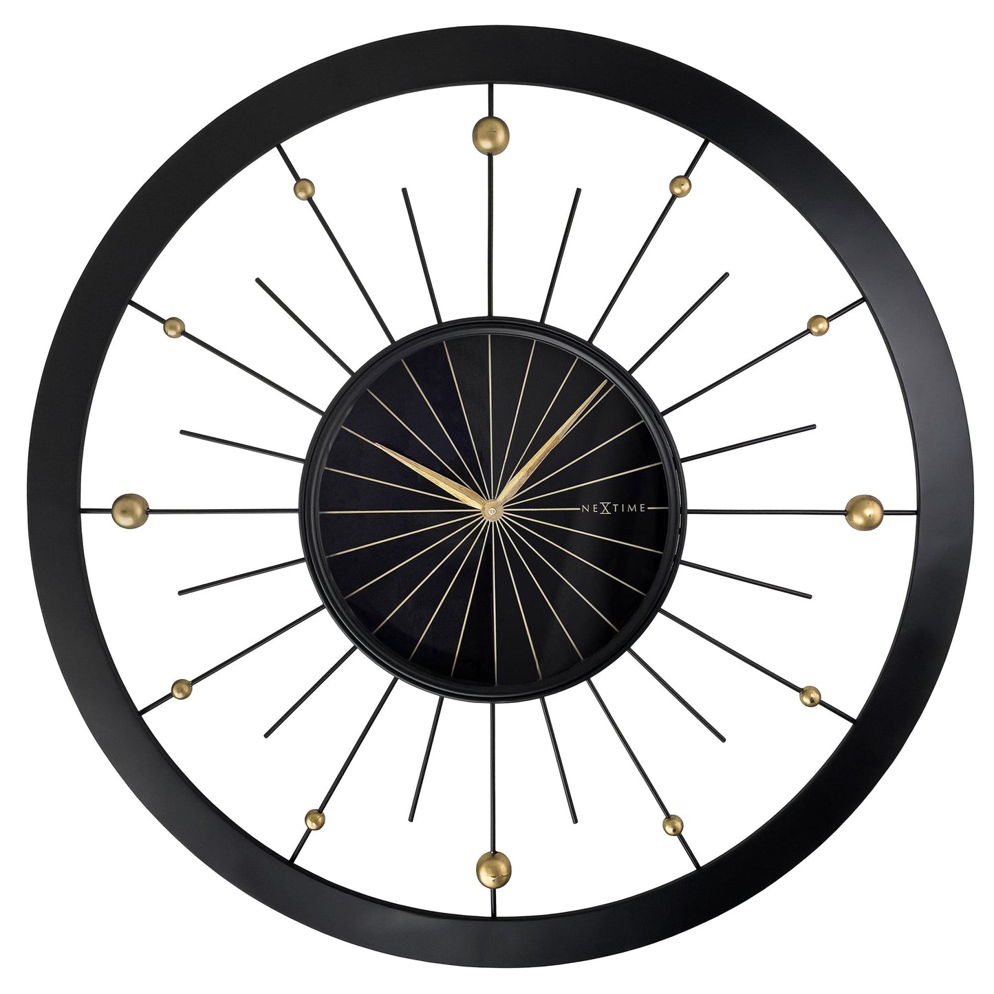 Wandklok 90 cm-Geruisloos-Zwart-Metaal-NeXtime 'Orbit Large'