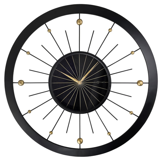 Wandklok 90 cm-Geruisloos-Zwart-Metaal-NeXtime 'Orbit Large'
