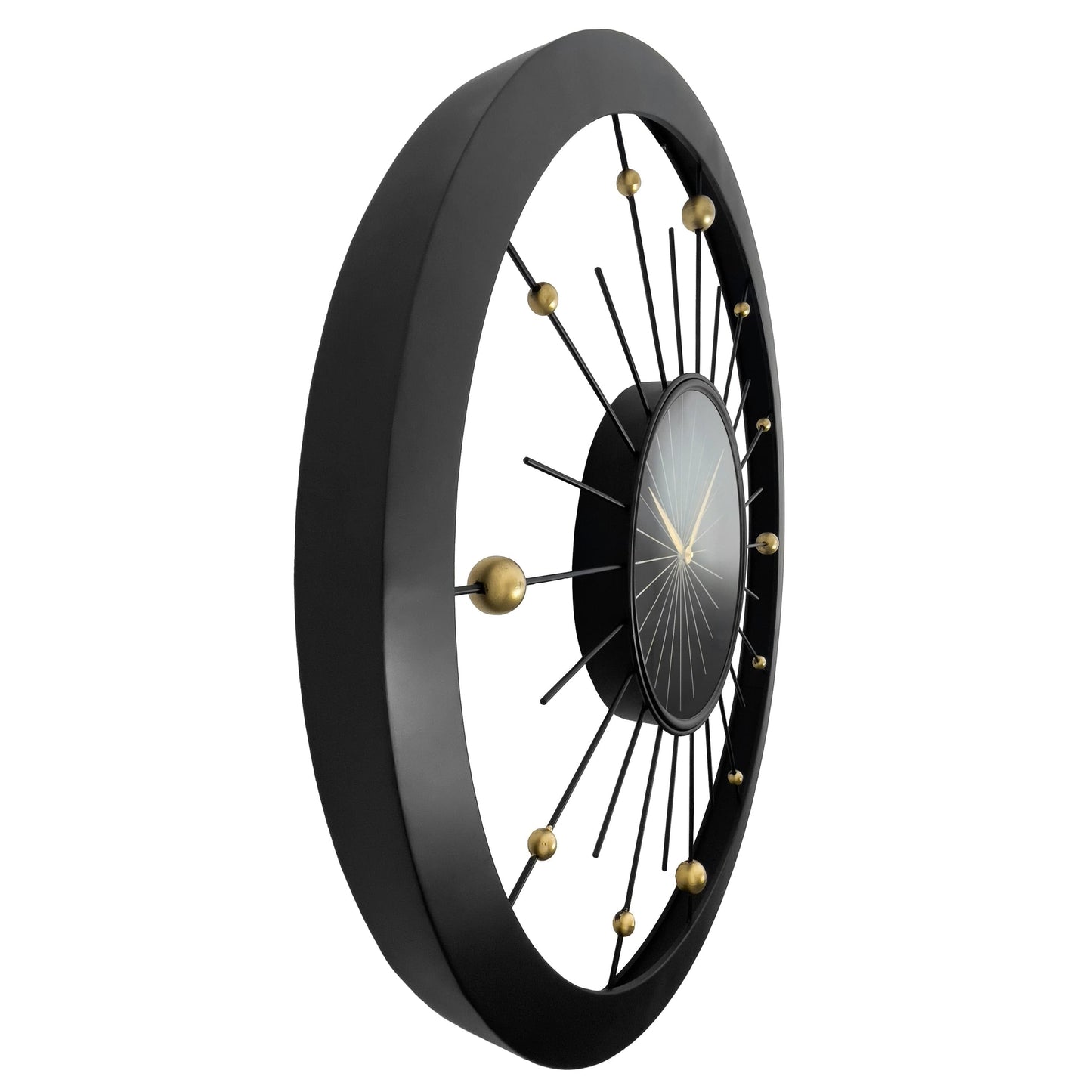 Wandklok 90 cm-Geruisloos-Zwart-Metaal-NeXtime 'Orbit Large'