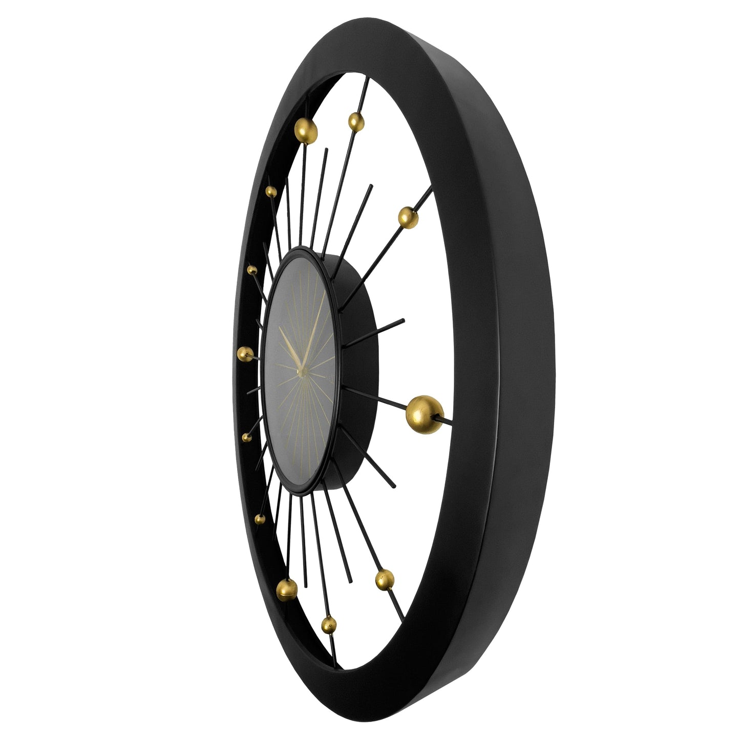 Wandklok 90 cm-Geruisloos-Zwart-Metaal-NeXtime 'Orbit Large'
