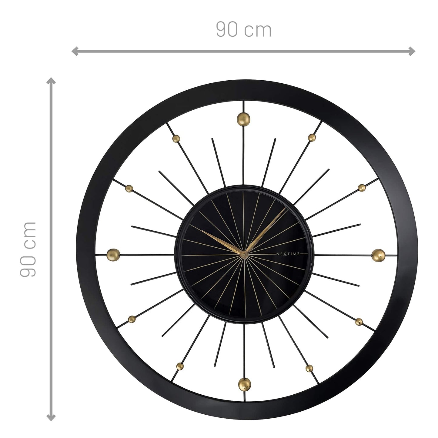 Wandklok 90 cm-Geruisloos-Zwart-Metaal-NeXtime 'Orbit Large'