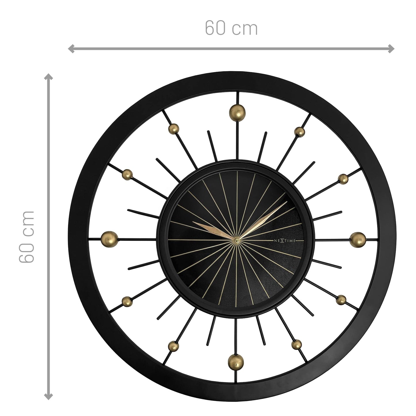 Wandklok 60cm-Stil-Zwart-Metaal-NeXtime 'Orbit'