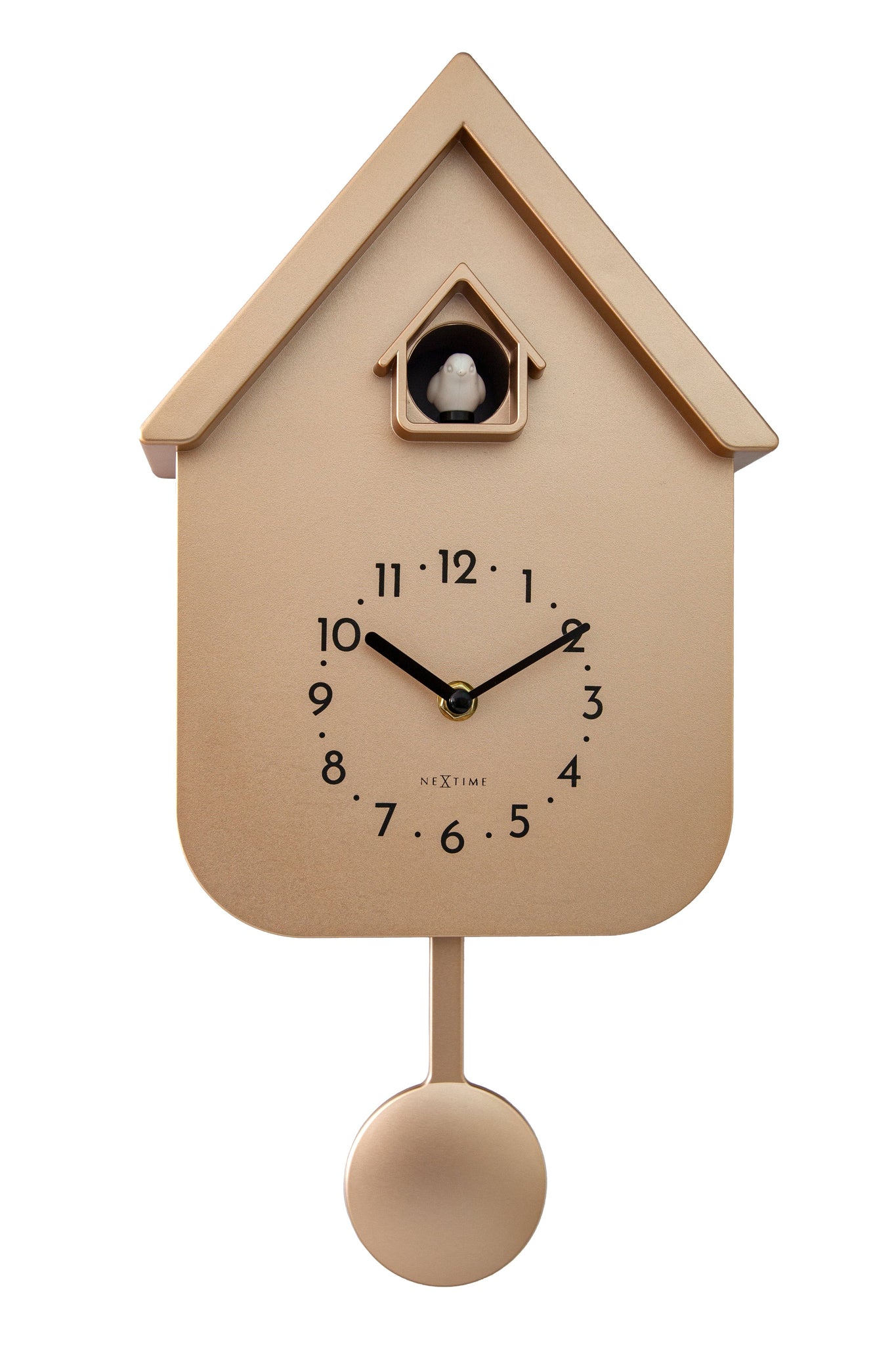 Wandklok 21.5x41.5x8.5cm-Slinger-Roségoud-Kunststof-NeXtime 'Twitter'
