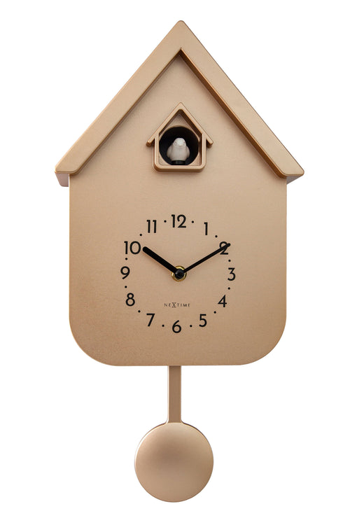 Wandklok 21.5x41.5x8.5cm-Slinger-Roségoud-Kunststof-NeXtime 'Twitter'