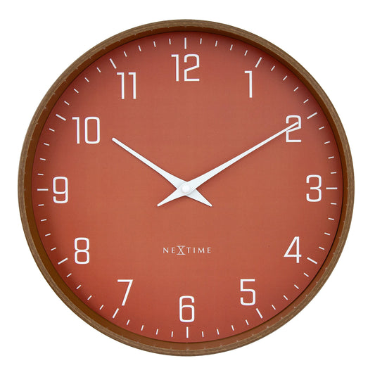 Wandklok 30 cm - Stil - Donker houtpatroon - Kunststof - NeXtime 'Lyra'