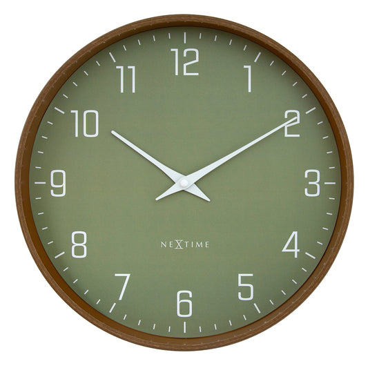 Wandklok 30 cm - Stil - Donker houtpatroon - Kunststof - NeXtime 'Lyra'