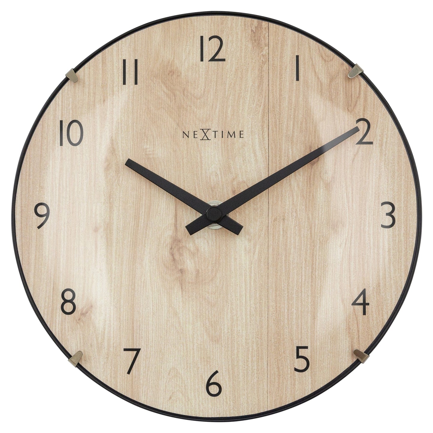 Tafel-/Wandklok 20 cm - Bolvormige glaslens - Stil - Lichte houtkleur - Glas - "Edge Wood Mini"