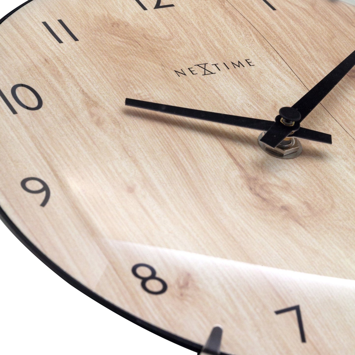 Tafel-/Wandklok 20 cm - Bolvormige glaslens - Stil - Lichte houtkleur - Glas - "Edge Wood Mini"