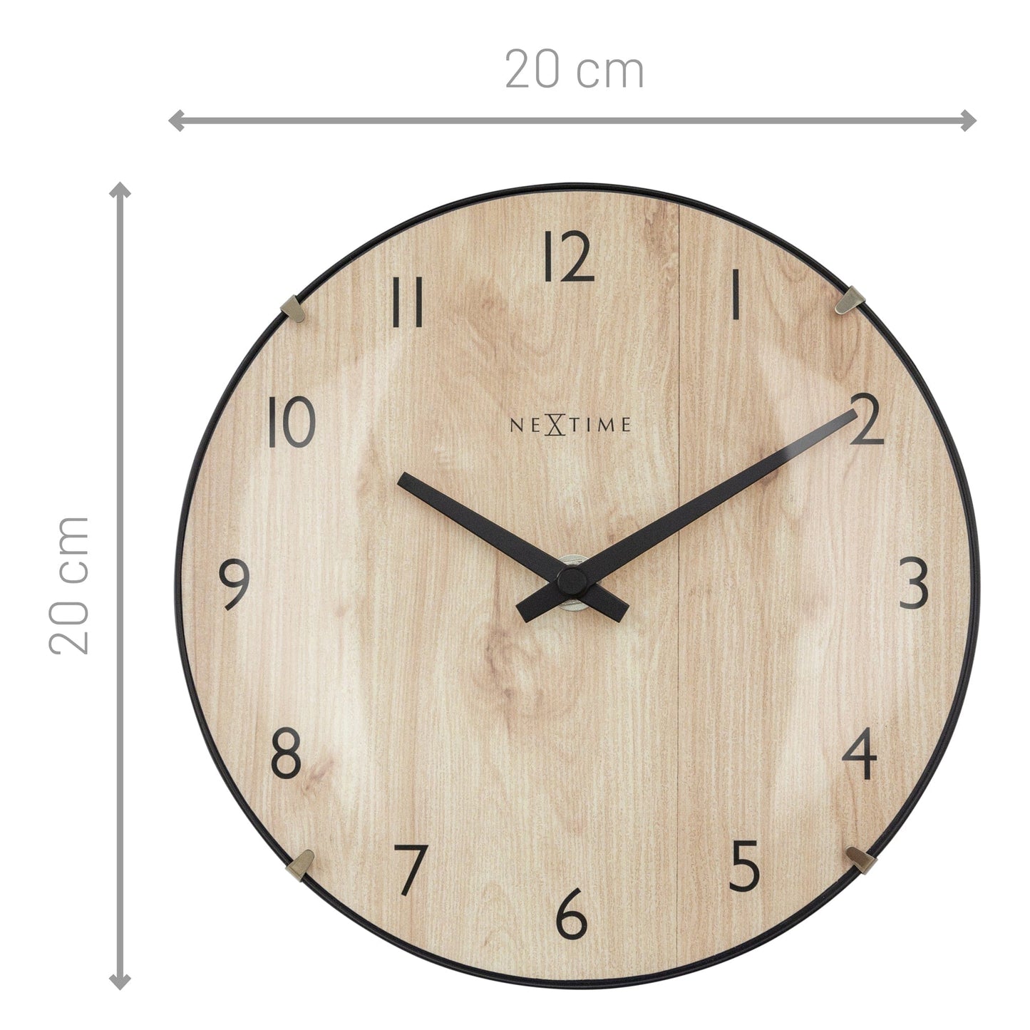 Tafel-/Wandklok 20 cm - Bolvormige glaslens - Stil - Lichte houtkleur - Glas - "Edge Wood Mini"