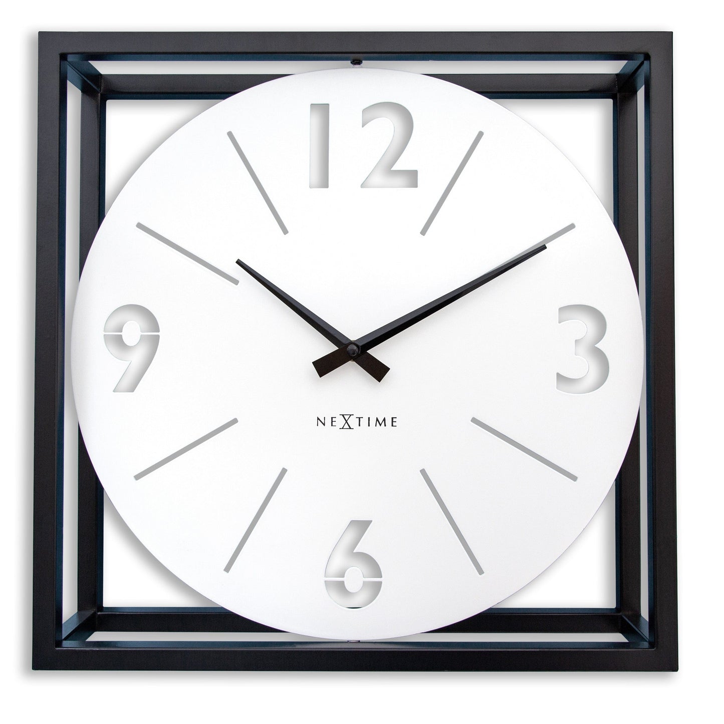 Tafel-/wandklok 40 x 40 x 9,5 cm - metaal - zwart/wit - NeXtime 'Time Frame'